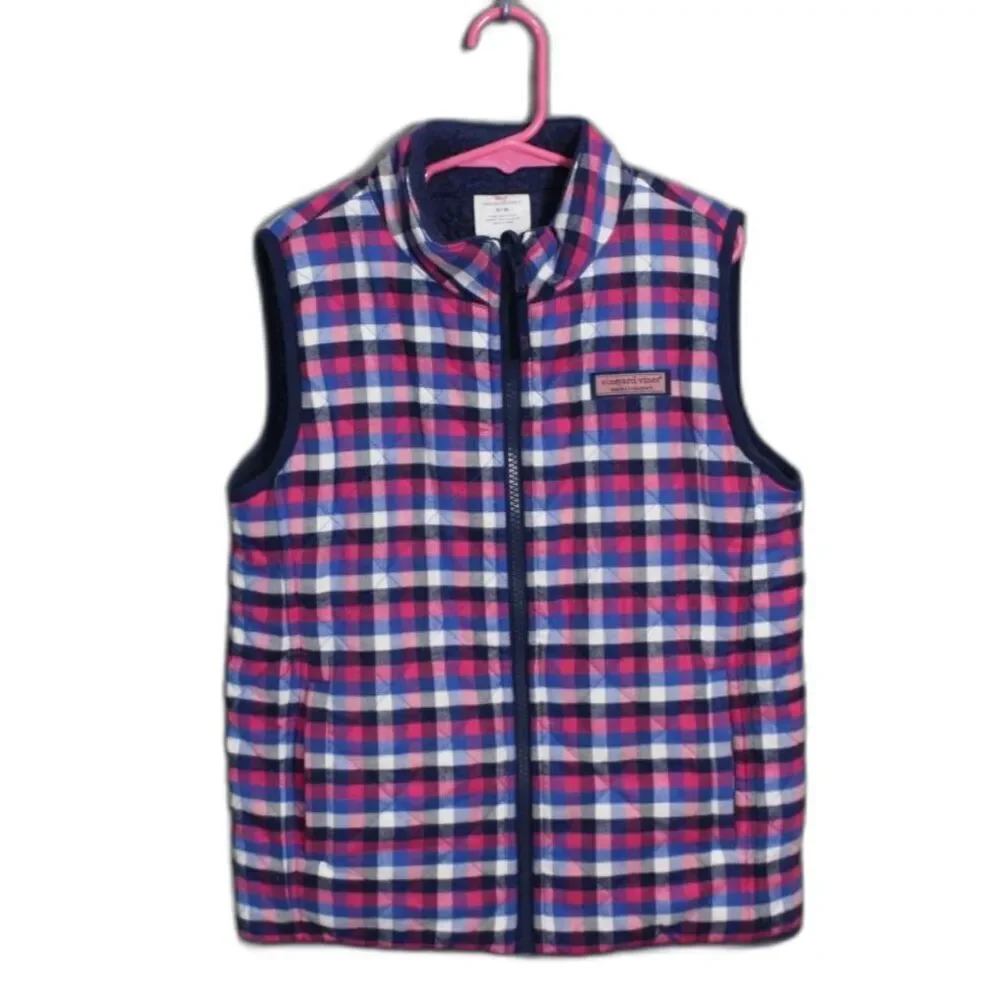 Vineyard Vines Pink and Blue Plaid Kids Vest